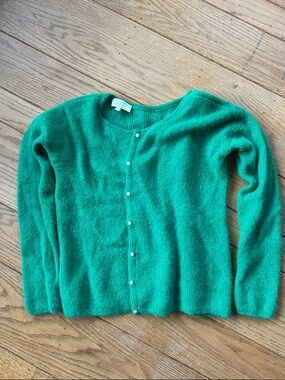 Sezane Emerald Green Button-Front Cardigan